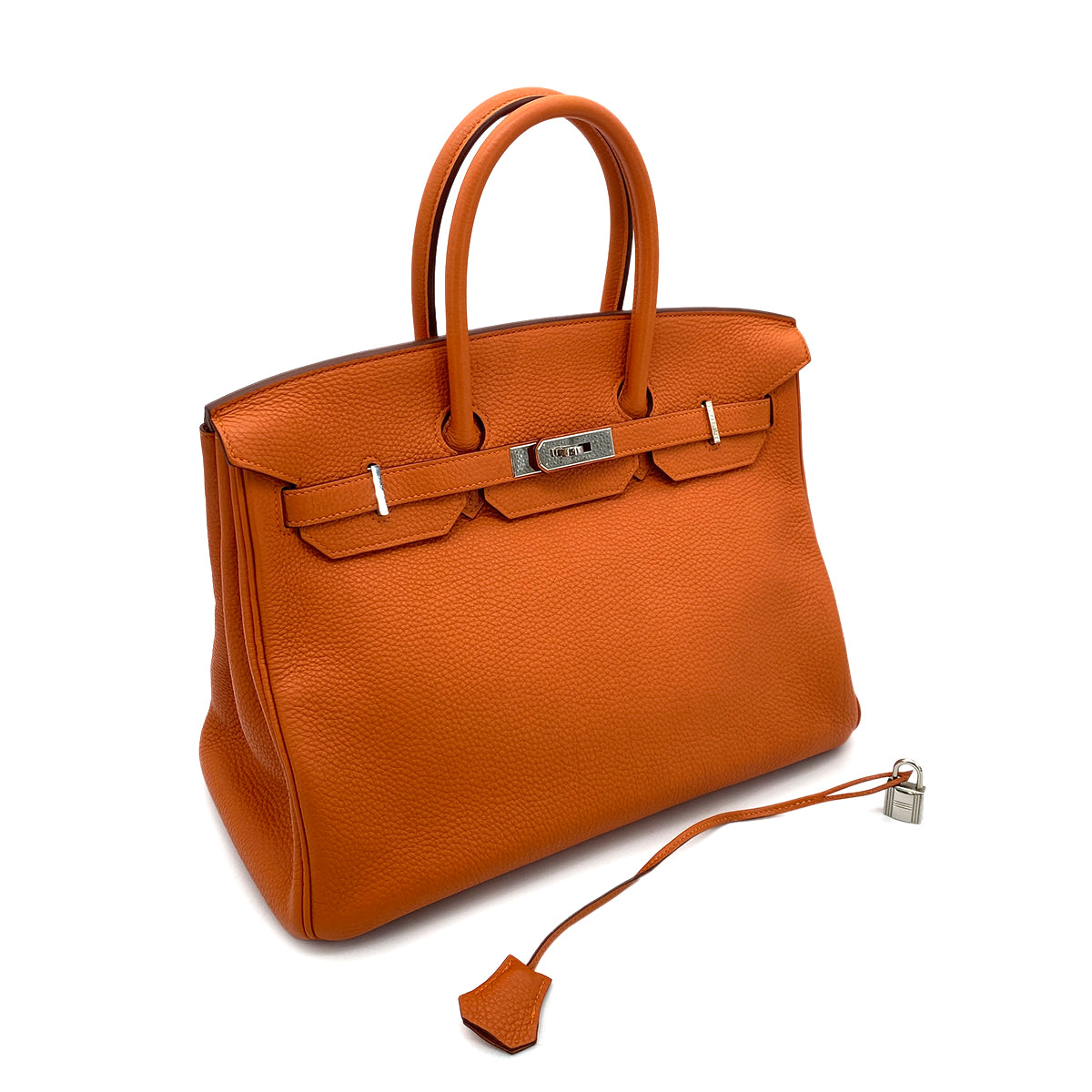 HERMES BIRKIN 35 ORANGE TAURILLON CLEMENCE HAND BAG □P SHW 90255375