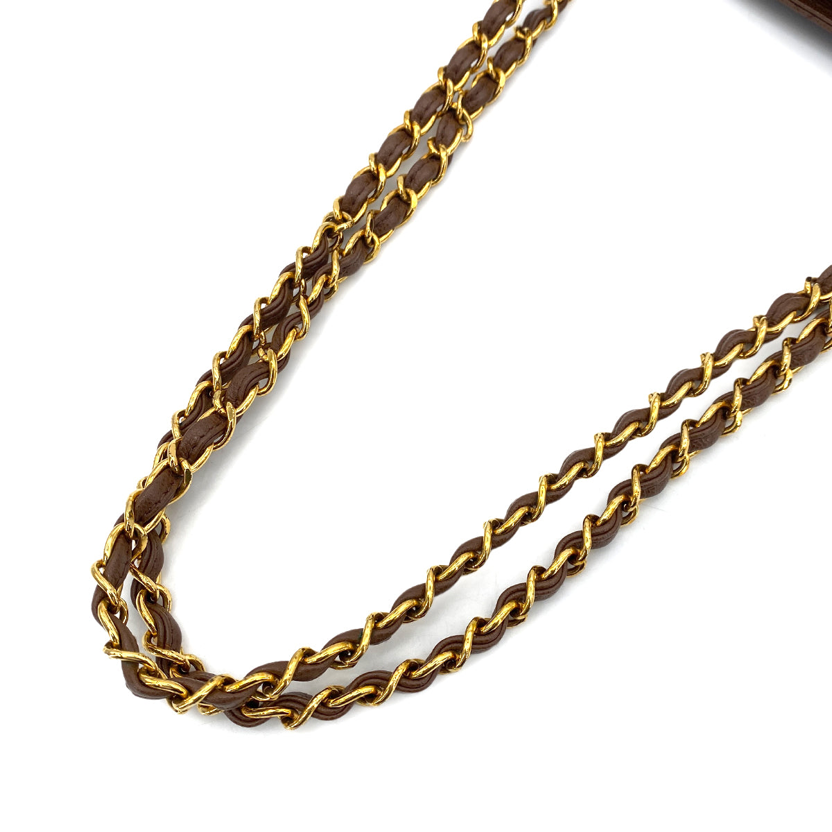 CHANEL VINTAGE CHAIN TOTE BAG BROWN CAVIAR SKIN 90255387