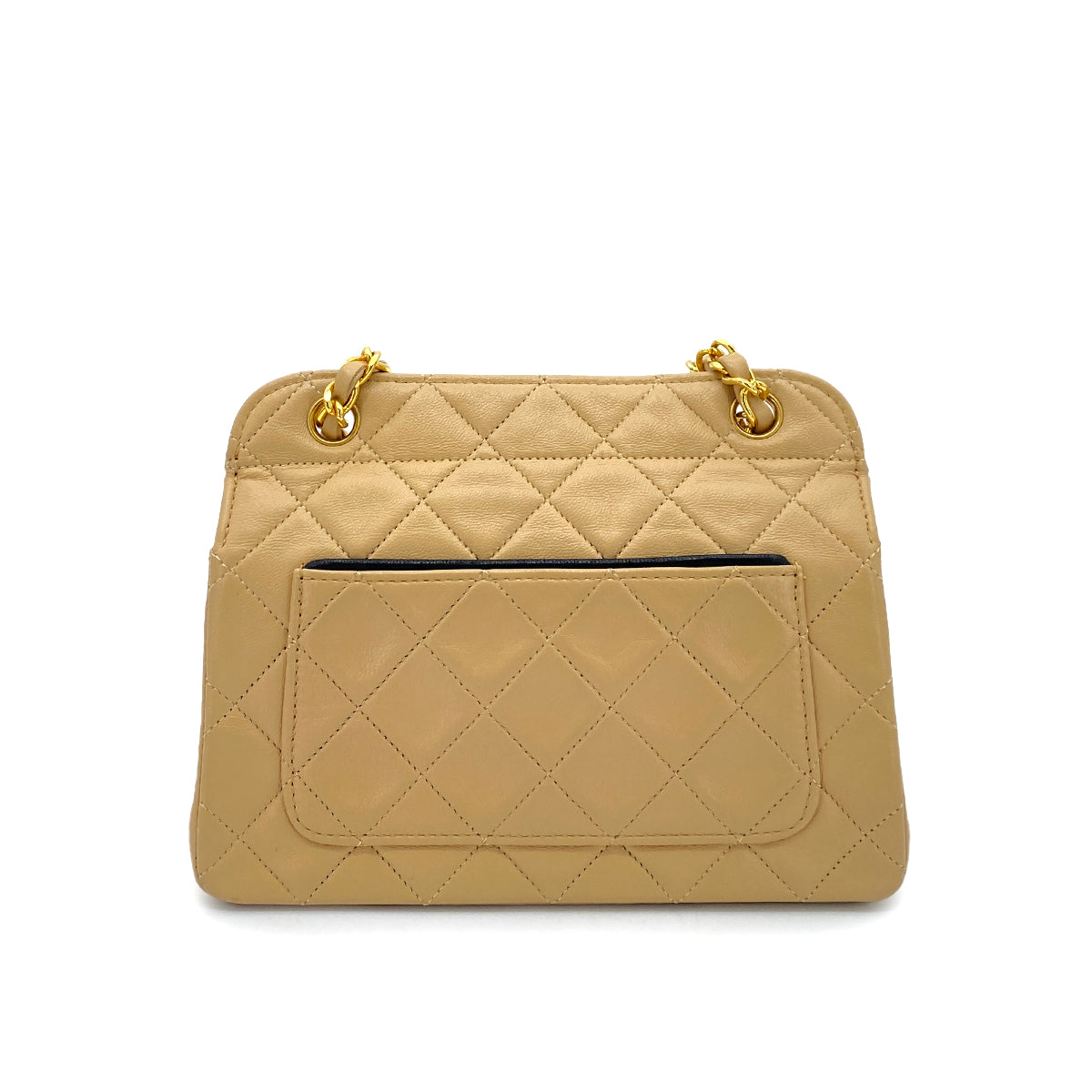 CHANEL VINTAGE MATELASSE CHAIN SHOULDER BAG BEIGE LAMB SKIN 90255392