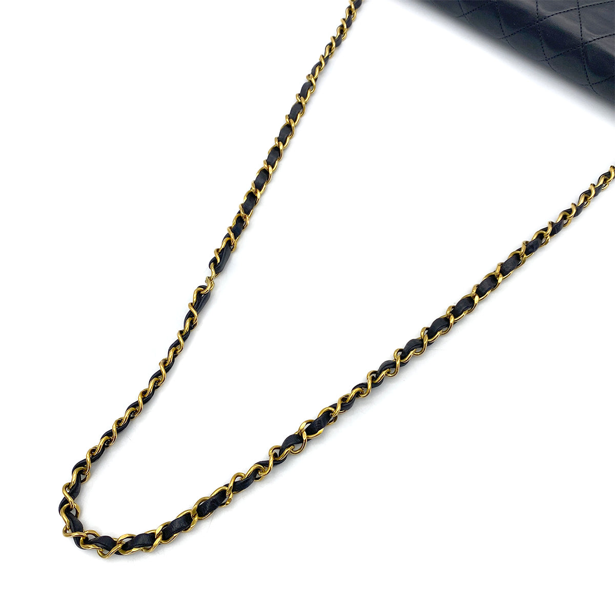 CHANEL VINTAGE MATELASSE PUSH LOCK CHAIN SHOULDER BAG BLACK LAMB SKIN 90255397