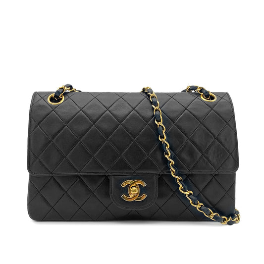 CHANEL VINTAGE MATELASSE CHAIN SHOULDER BAG BLACK LAMB SKIN 90255401