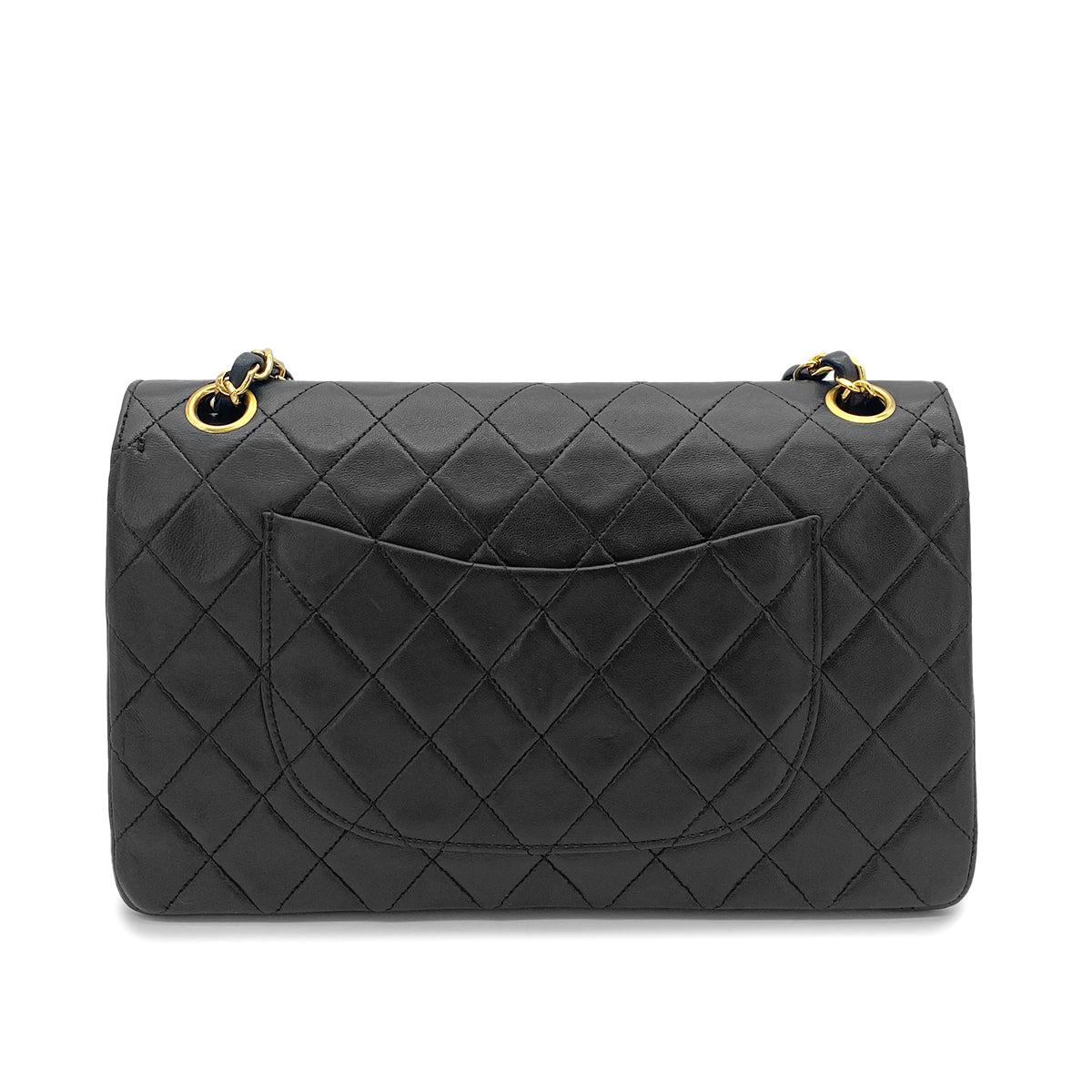 CHANEL VINTAGE MATELASSE CHAIN SHOULDER BAG BLACK LAMB SKIN 90255401