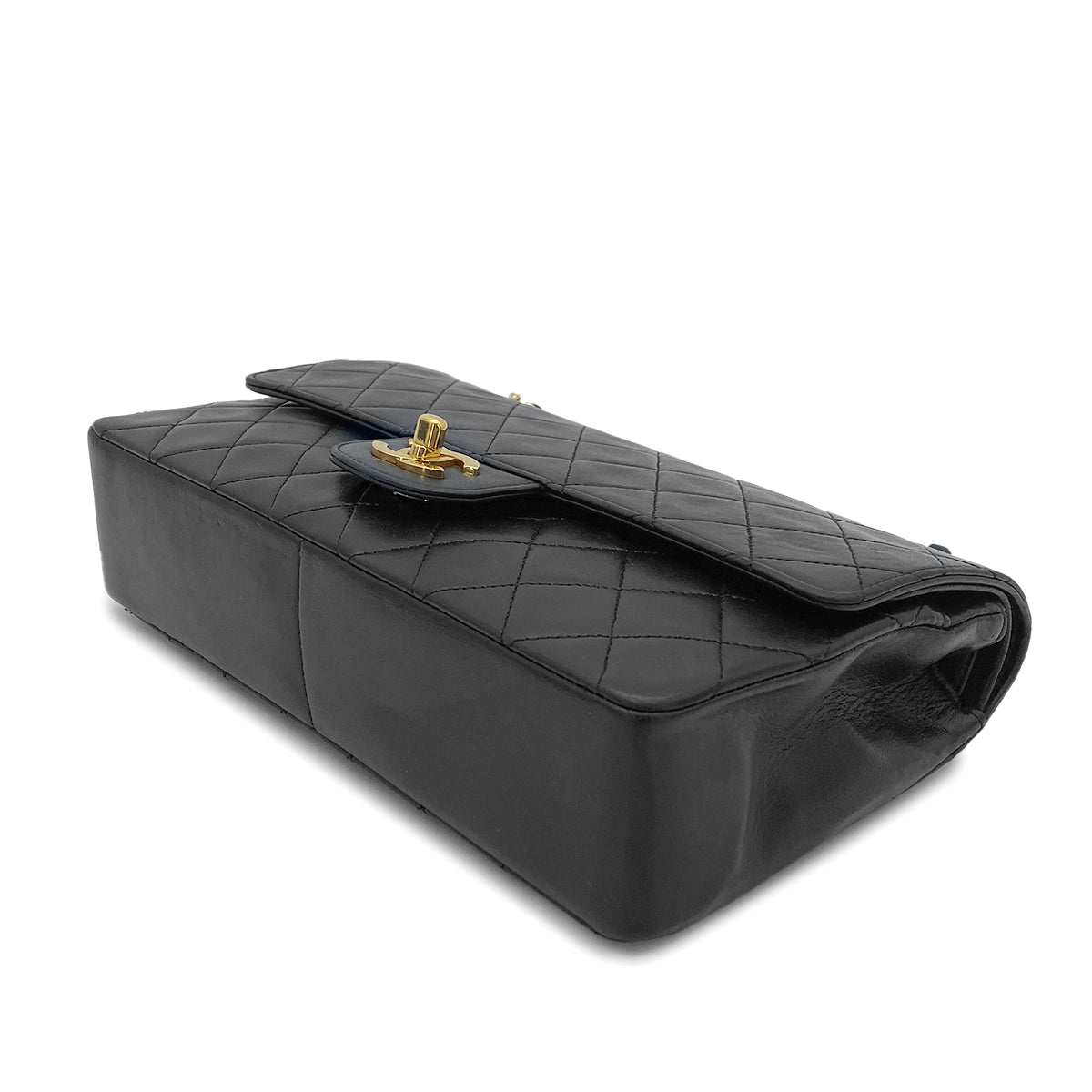 CHANEL VINTAGE MATELASSE CHAIN SHOULDER BAG BLACK LAMB SKIN 90255401