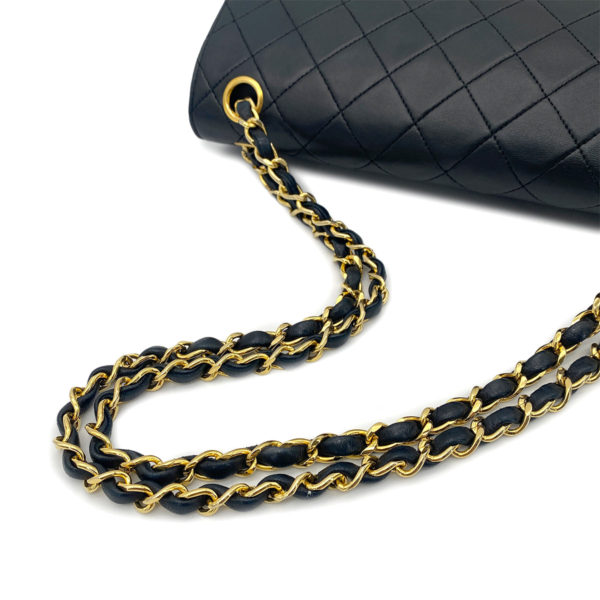 CHANEL VINTAGE MATELASSE CHAIN SHOULDER BAG BLACK LAMB SKIN 90255401