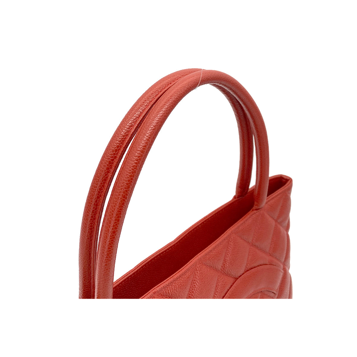 CHANEL VINTAGE MEDALLION TOTE BAG DARK ORANGE CAVIAR SKIN 90255403