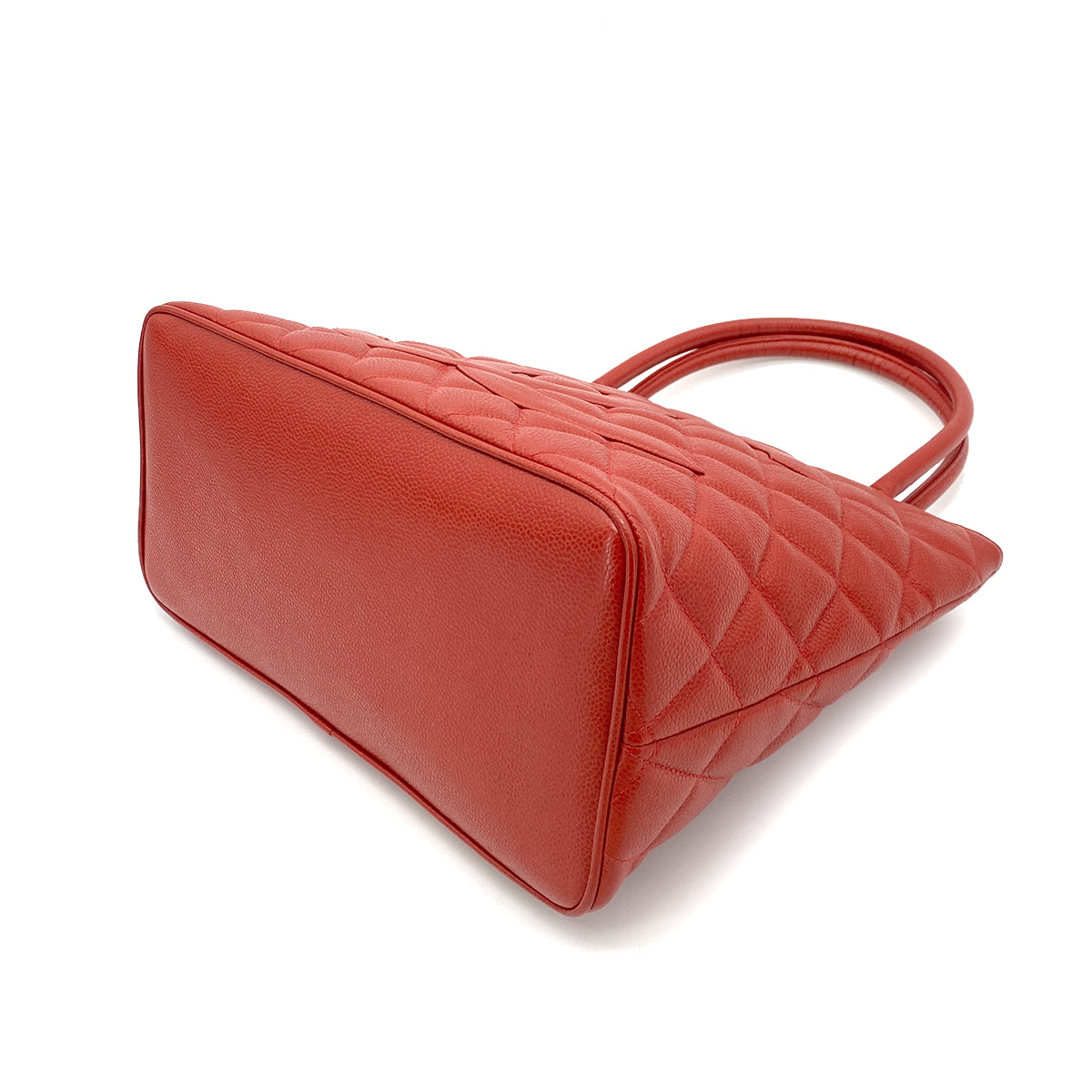 CHANEL VINTAGE MEDALLION TOTE BAG DARK ORANGE CAVIAR SKIN 90255403