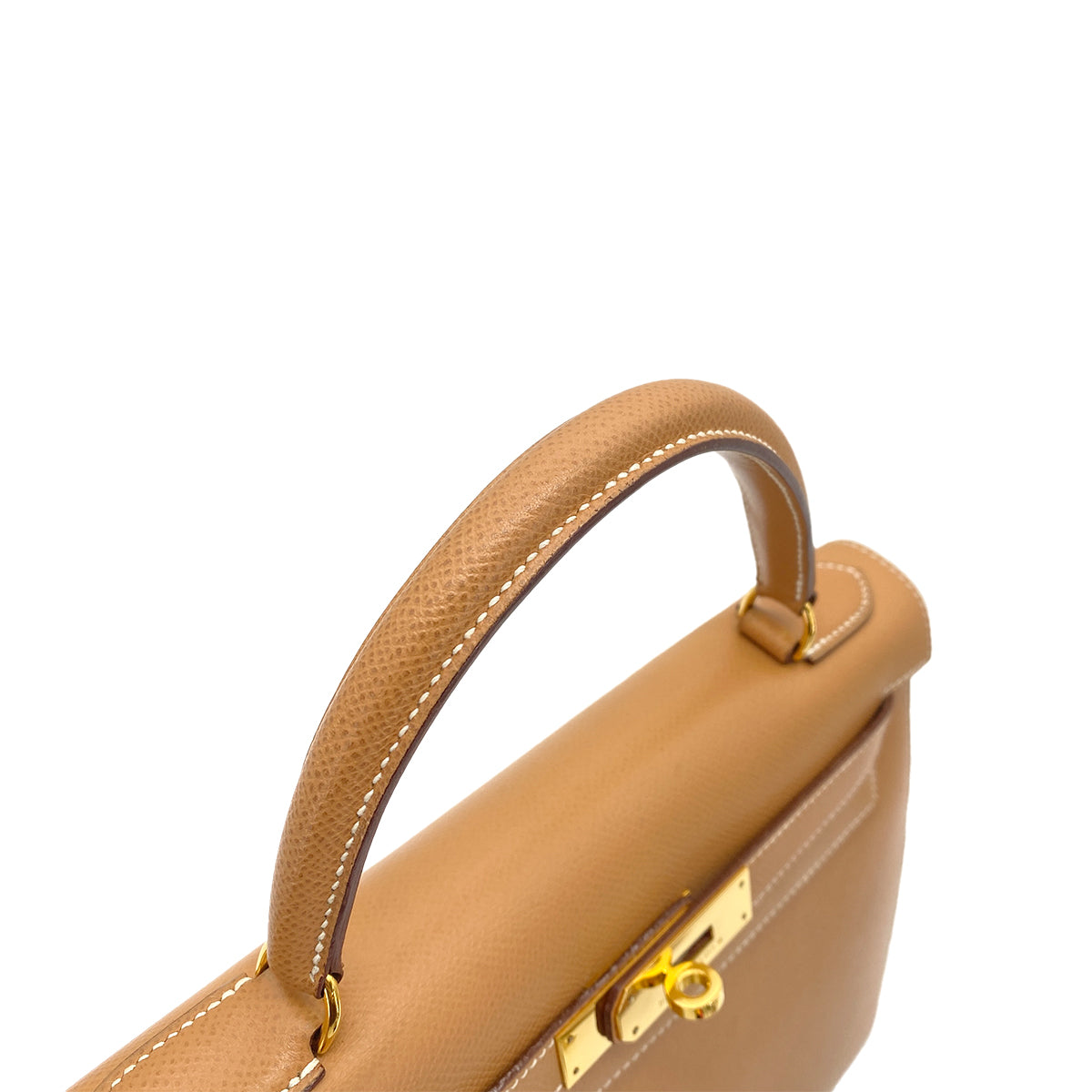 HERMES KELLY 28 SELLIER NATURAL COUCHEVEL HAND SHOULDER BAG 〇V GHW 90255675