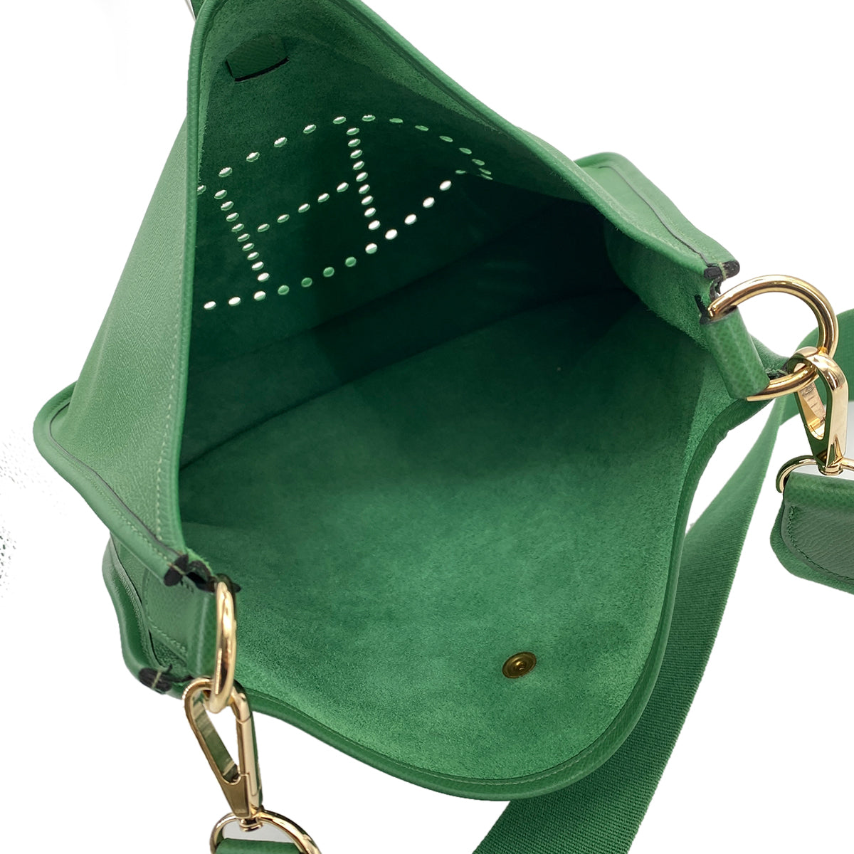 HERMES EVELYNE1 GM  COUCHEVEL VERT BENGALE SHOULDER BAG □B 90255677