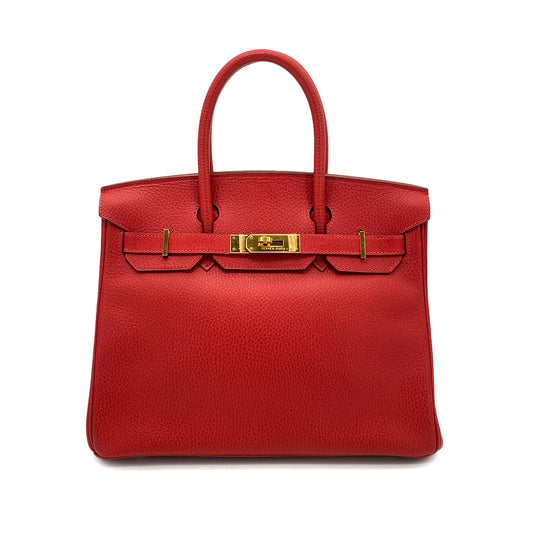 HERMES BIRKIN 30 ROUGE VIF ARDENNES HAND BAG □E 90255681