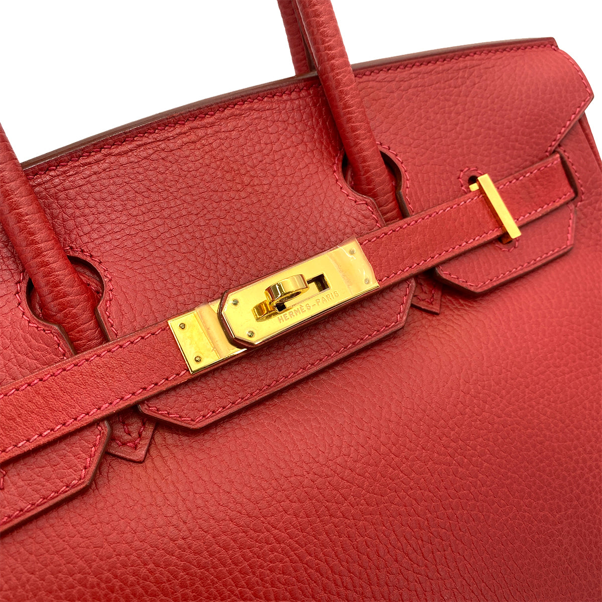HERMES BIRKIN 30 ROUGE VIF ARDENNES HAND BAG □E 90255681