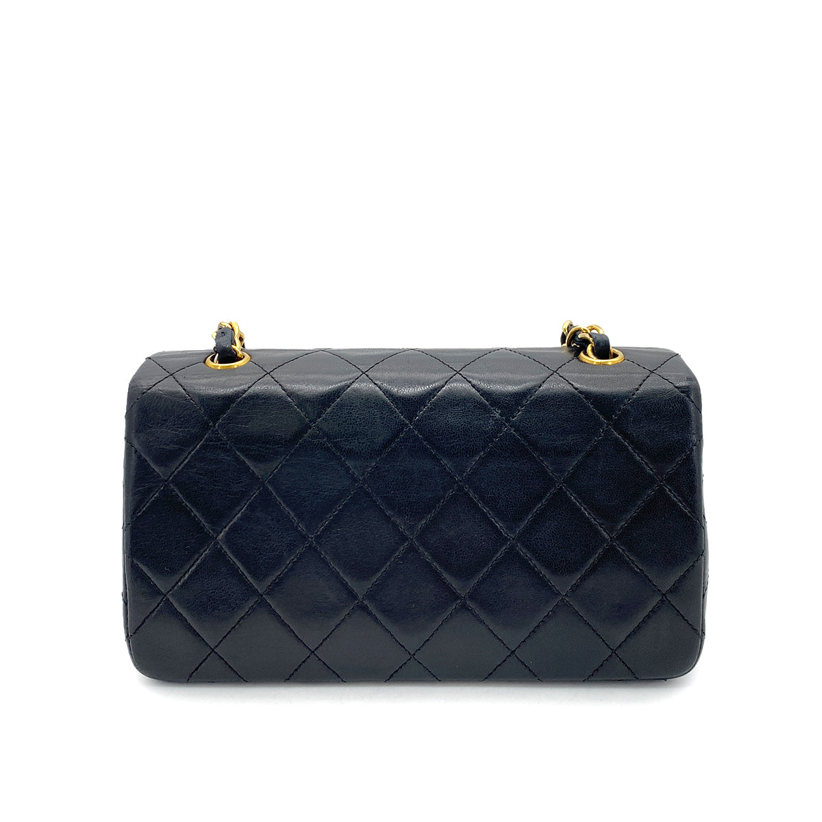 CHANEL VINTAGE MINI FULL FLAP CHAIN SHOULDER BAG BLACK LAMB SKIN 90255686