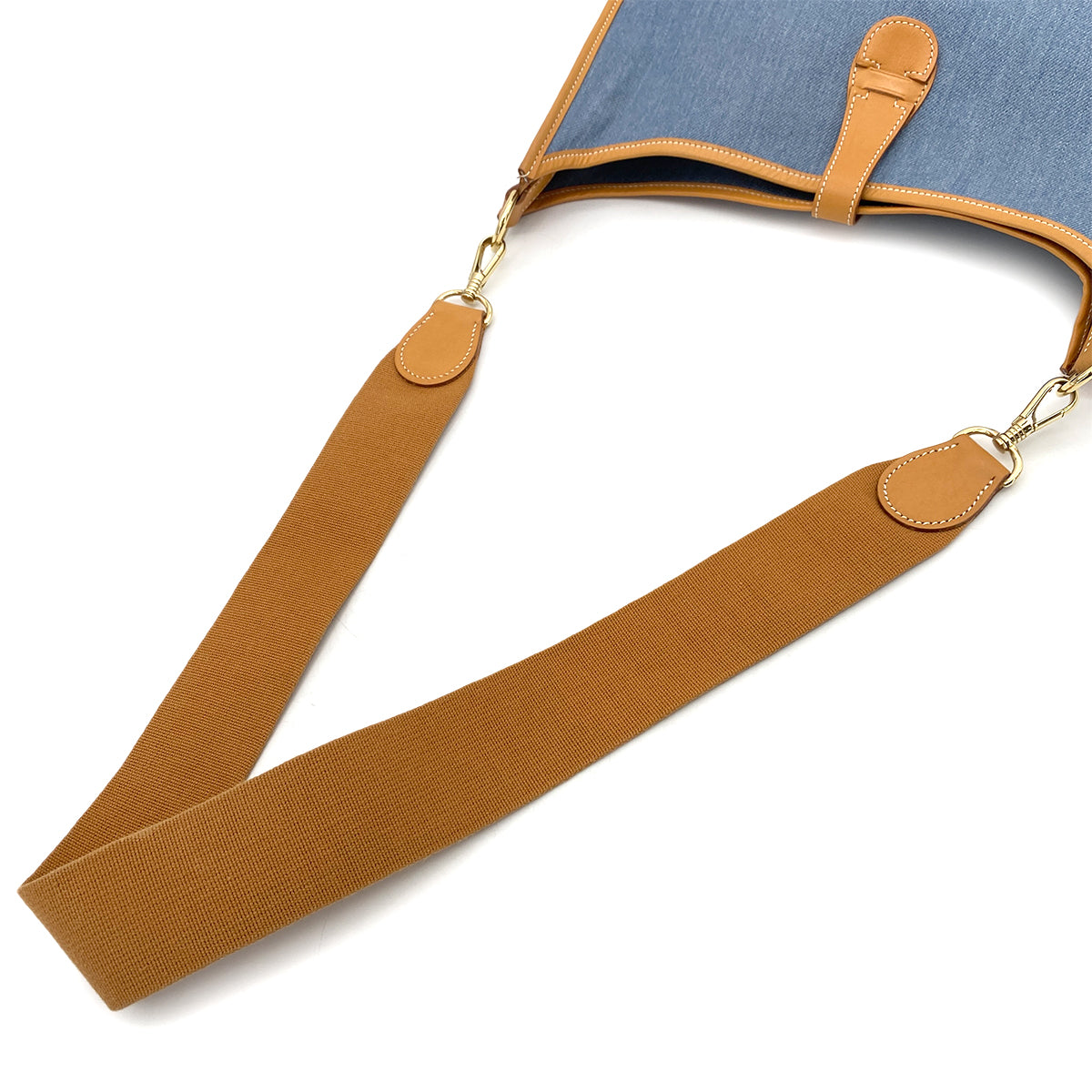 HERMES EVELYNE GM BLUE NATURAL TOILE JEAN SHOULDER BAG □A 90255690