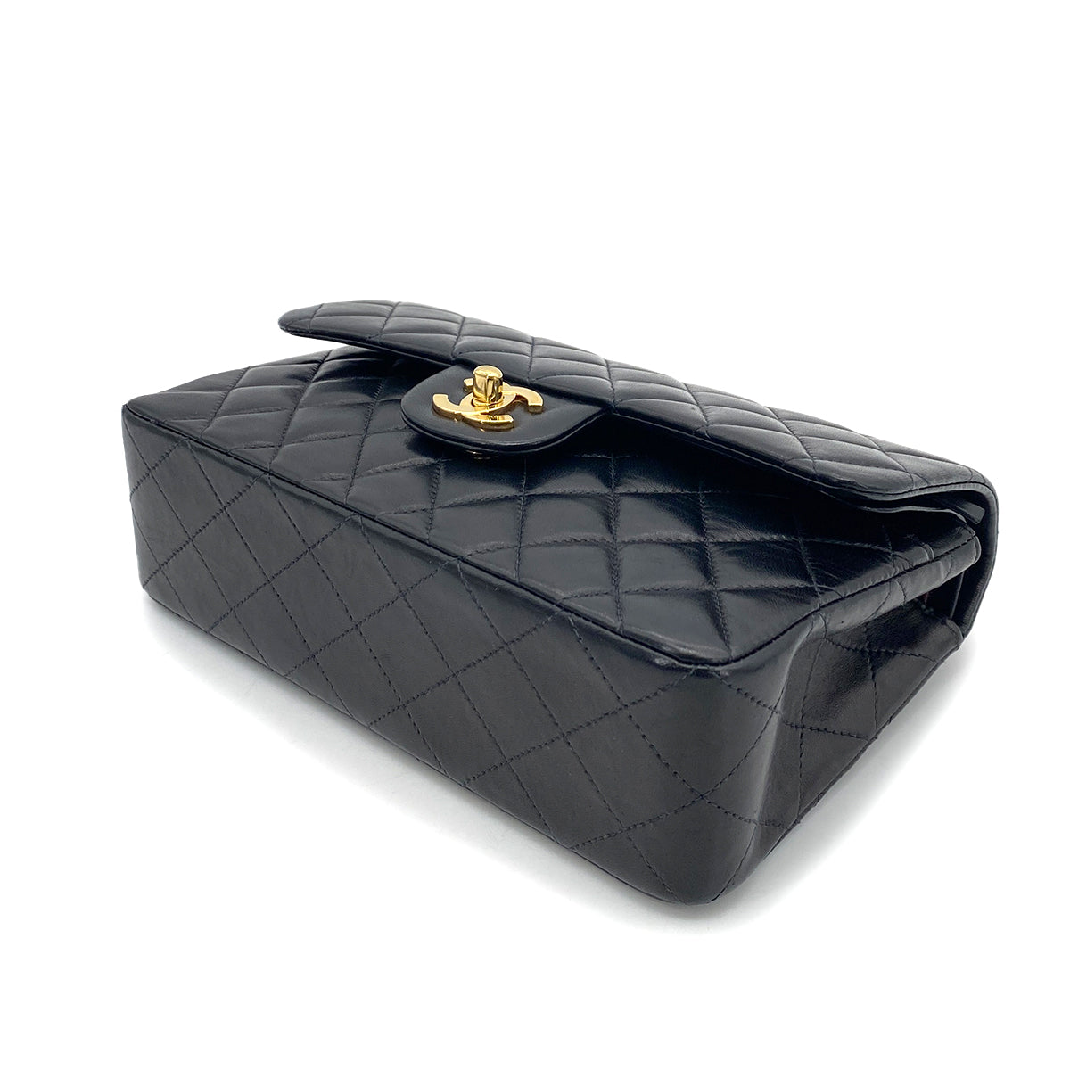 CHANEL VINTAGE CLASSIC FLAP SMALL CHAIN SHOULDER BAG BLACK LAMB SKIN 90255726