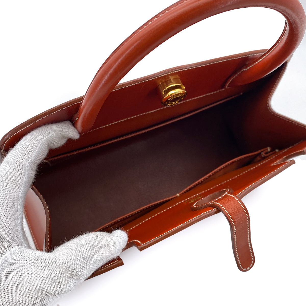 HERMES DALVI MM BRIQUE BOXCALF HAND BAG □C GHW 90255728