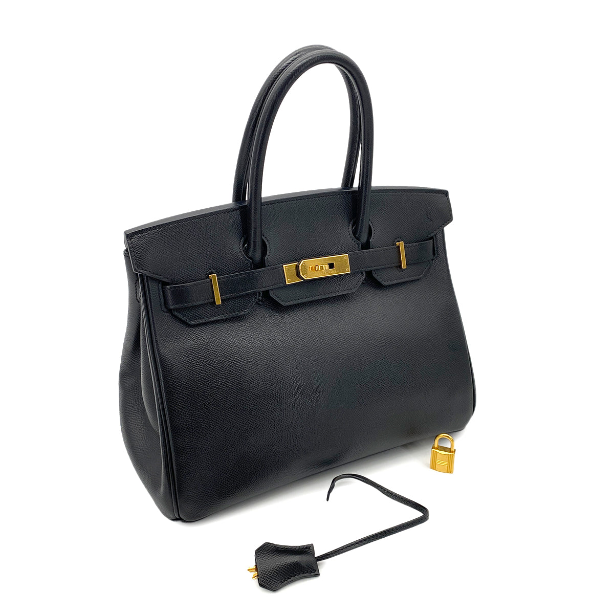 HERMES BIRKIN 30 BLACK EPSOM HAND BAG □O GHW 90255731