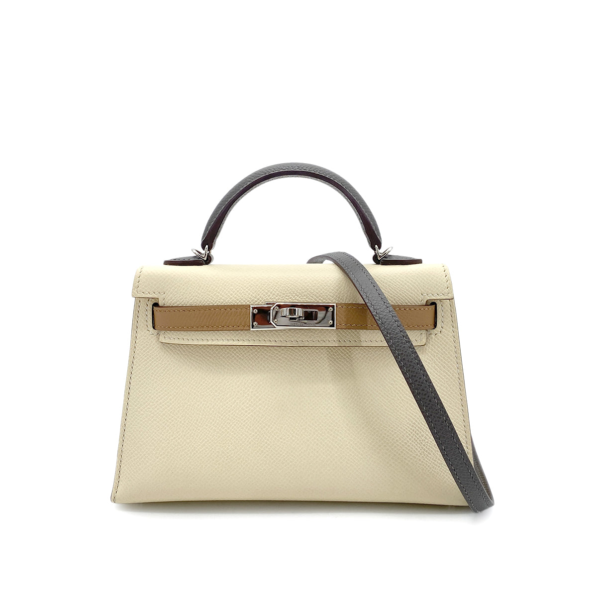 HERMES KELLY MINI 2 NATA GRIS MEYER CHAI EPSOM HAND SHOULDER BAG U SHW 90255739