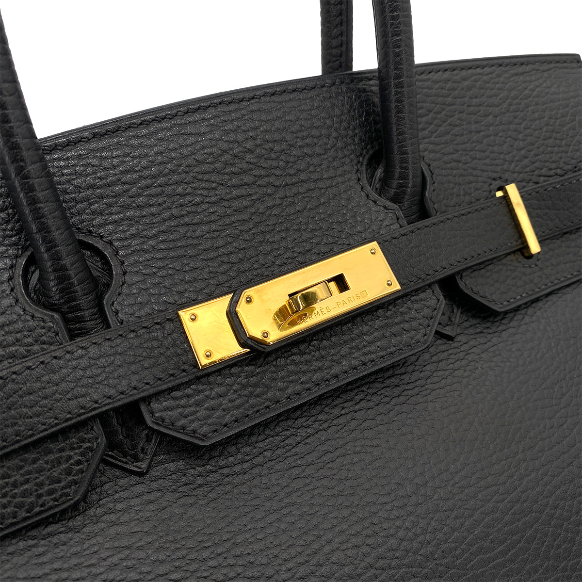 HERMES BIRKIN 30 BLACK ARDENNES HAND BAG □E GHW 90255782