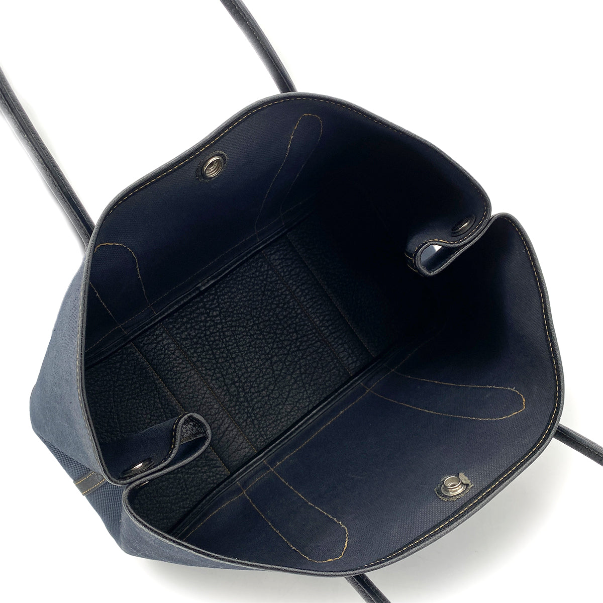 HERMES GARDEN PARTY PM NAVY BLACK TOILE H TOTE BAG □P 90255868