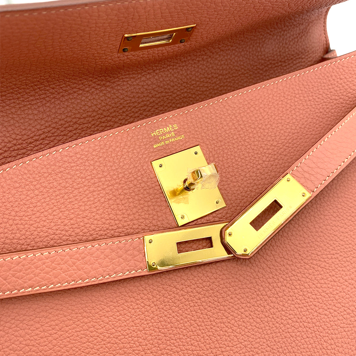 HERMES KELLY 32 RETOURNE ROSY TOGO HAND SHOULDER BAG □Q GHW 90255920