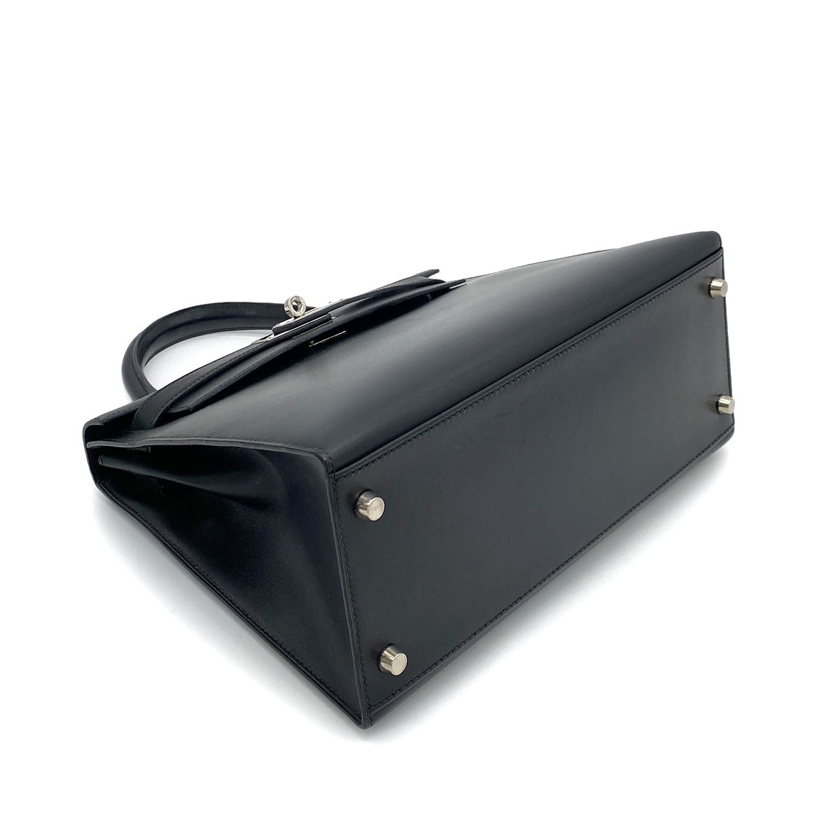 HERMES KELLY 28 SELLIER BLACK BOXCALF HAND SHOULDER BAG □G SHW 90255925