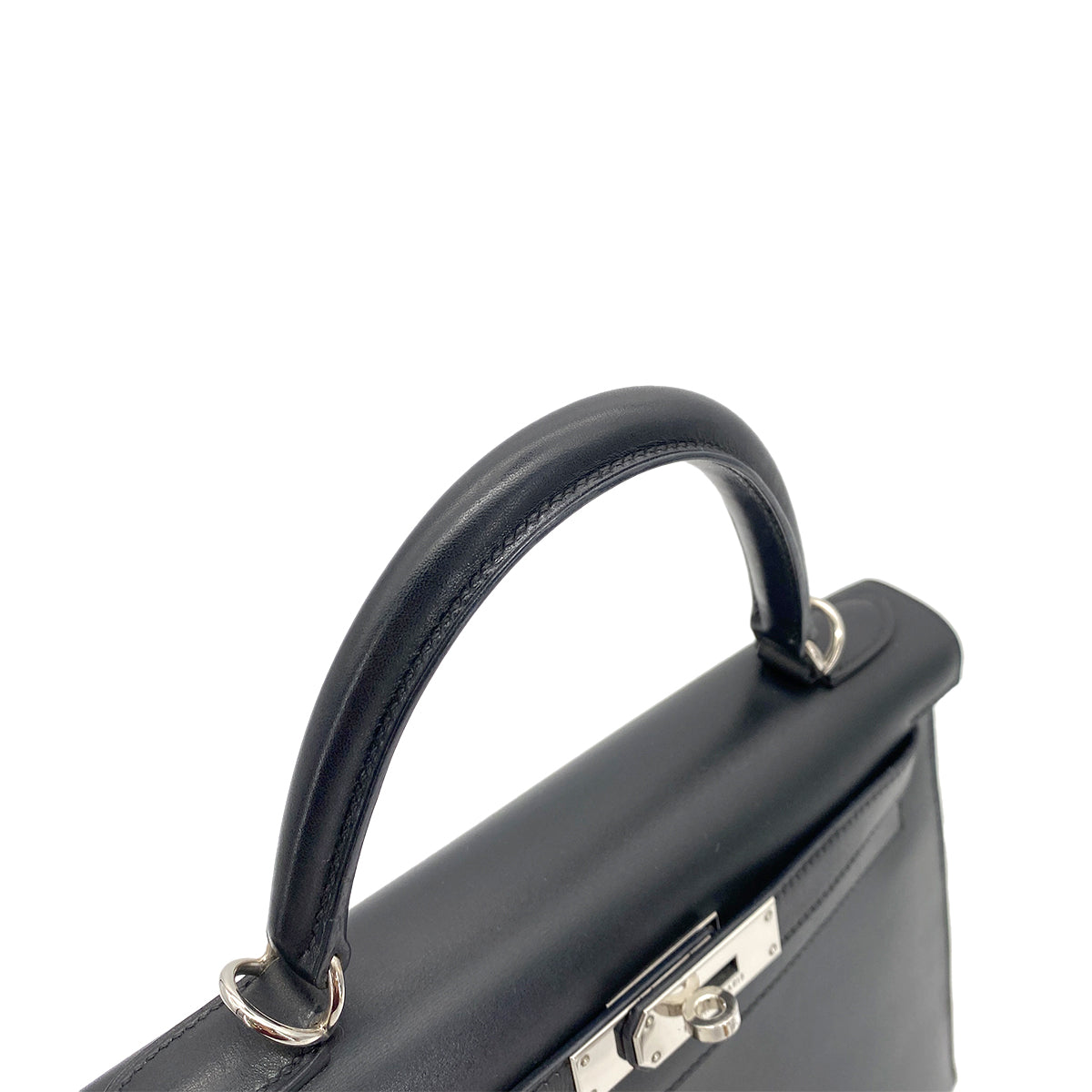 HERMES KELLY 28 SELLIER BLACK BOXCALF HAND SHOULDER BAG □G SHW 90255925