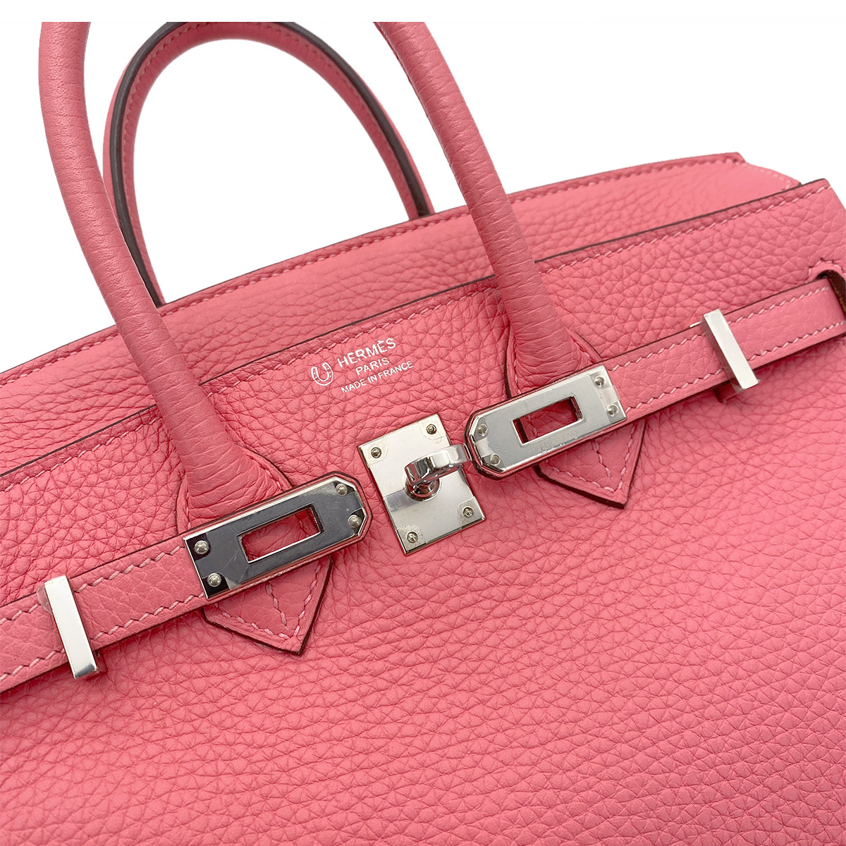 HERMES BIRKIN 25 ROSE LIPSTICK WHITE TAURILLON CLEMENCE HAND BAG D SHW SPO 90255927