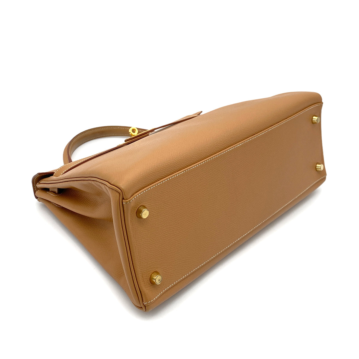 HERMES KELLY 32 RETOURNE NATURAL COUCHEVEL HAND SHOULDER BAG □A 90255928