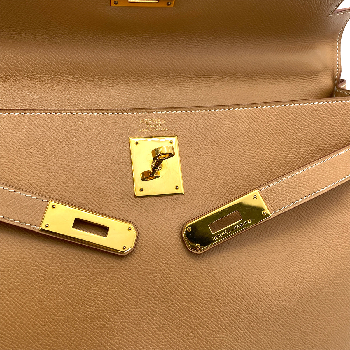 HERMES KELLY 32 RETOURNE NATURAL COUCHEVEL HAND SHOULDER BAG □A 90255928