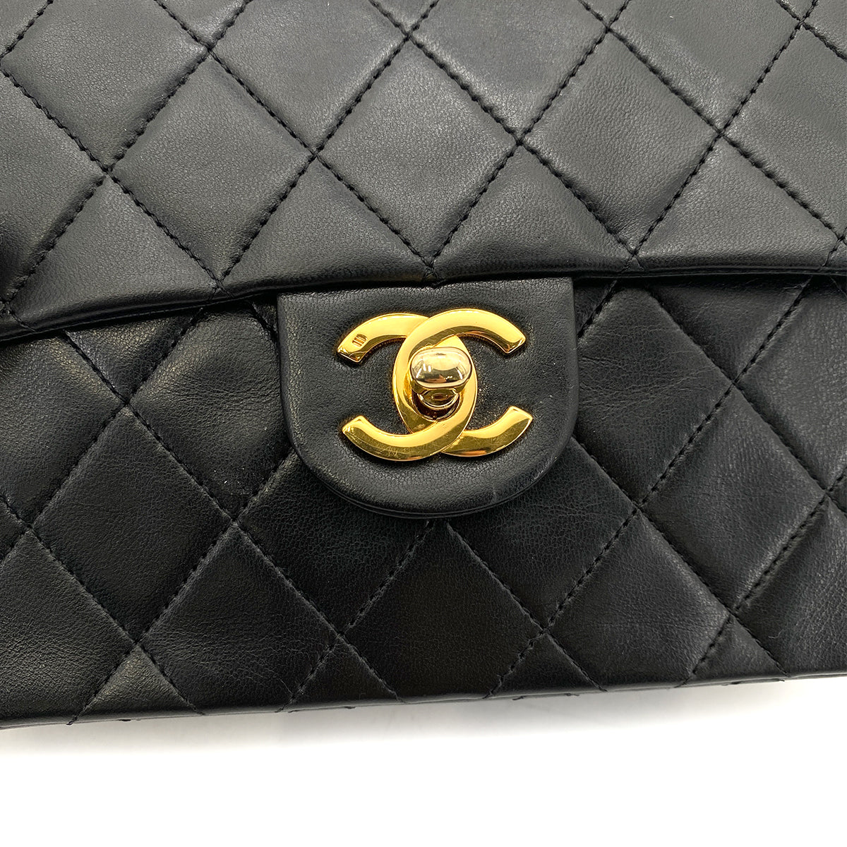 CHANEL VINTAGE MINI SQUARE 17 CHAIN SHOULDER BAG BLACK LAMB SKIN 90255930