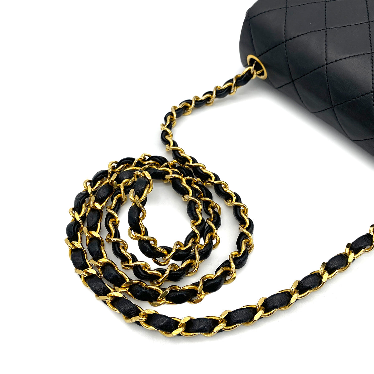 CHANEL VINTAGE MINI SQUARE 17 CHAIN SHOULDER BAG BLACK LAMB SKIN 90255930