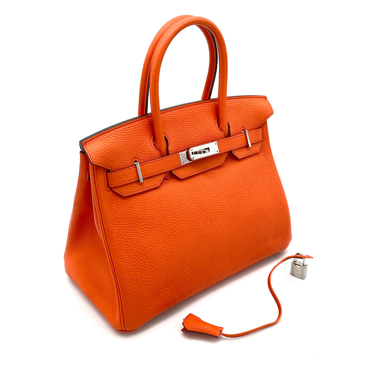 HERMES BIRKIN 30 ORANGE POPY TAURILLON CLEMENCE HAND BAG T SHW 90255931