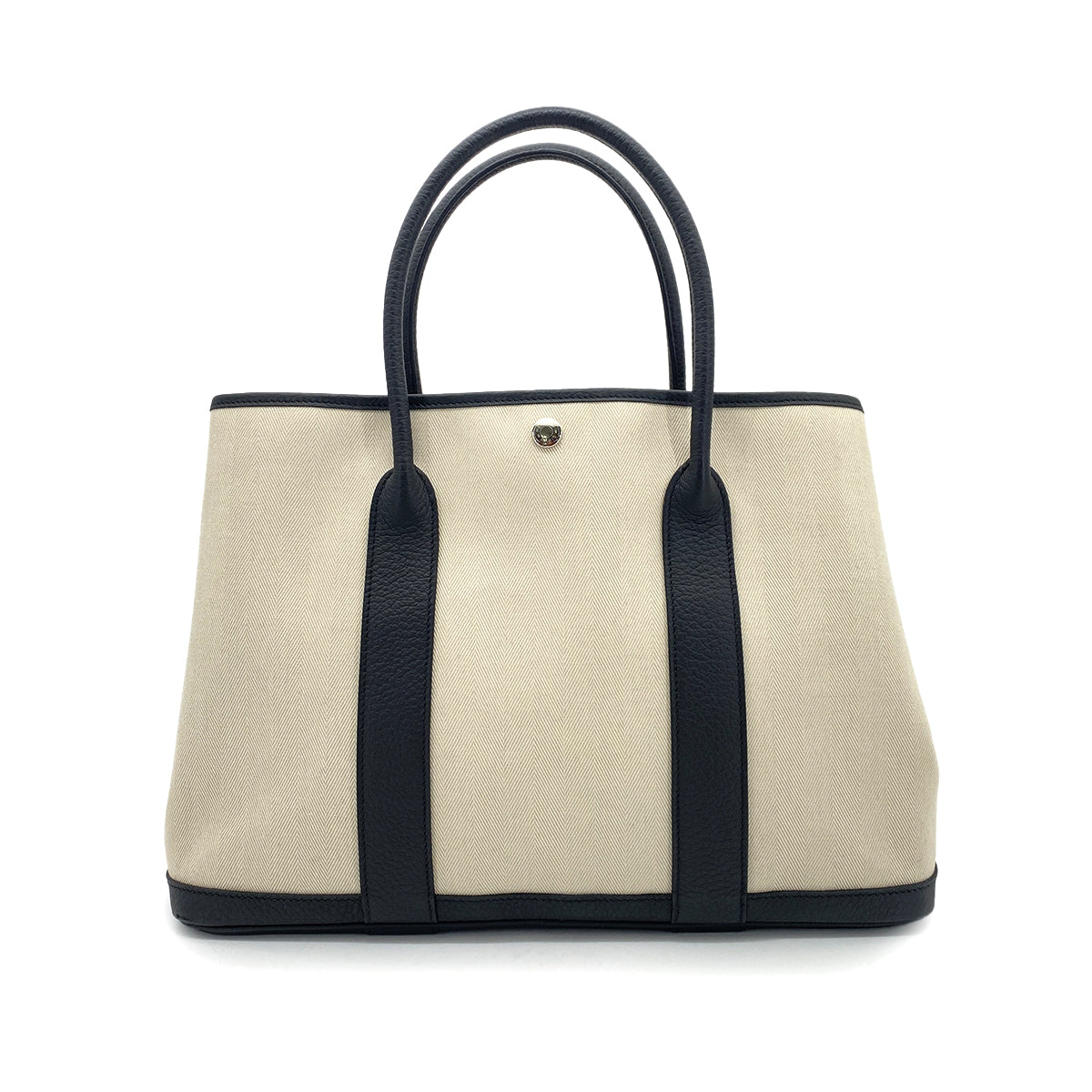 HERMES GARDEN PARTY 36 PM BLACK TOILE CHEVRON TOTE BAG T 90255932
