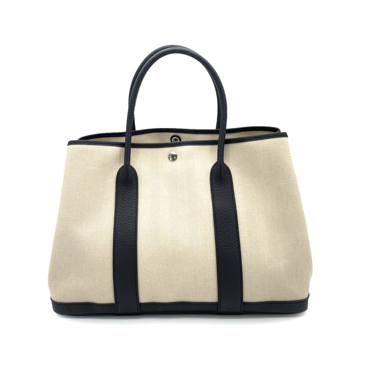 HERMES GARDEN PARTY 36 PM BLACK TOILE CHEVRON TOTE BAG T 90255932