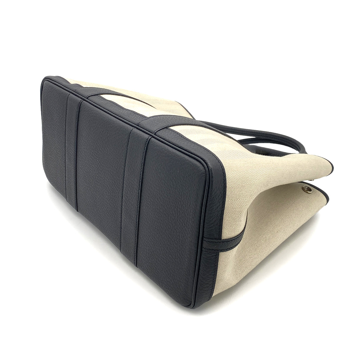 HERMES GARDEN PARTY 36 PM BLACK TOILE CHEVRON TOTE BAG T 90255932