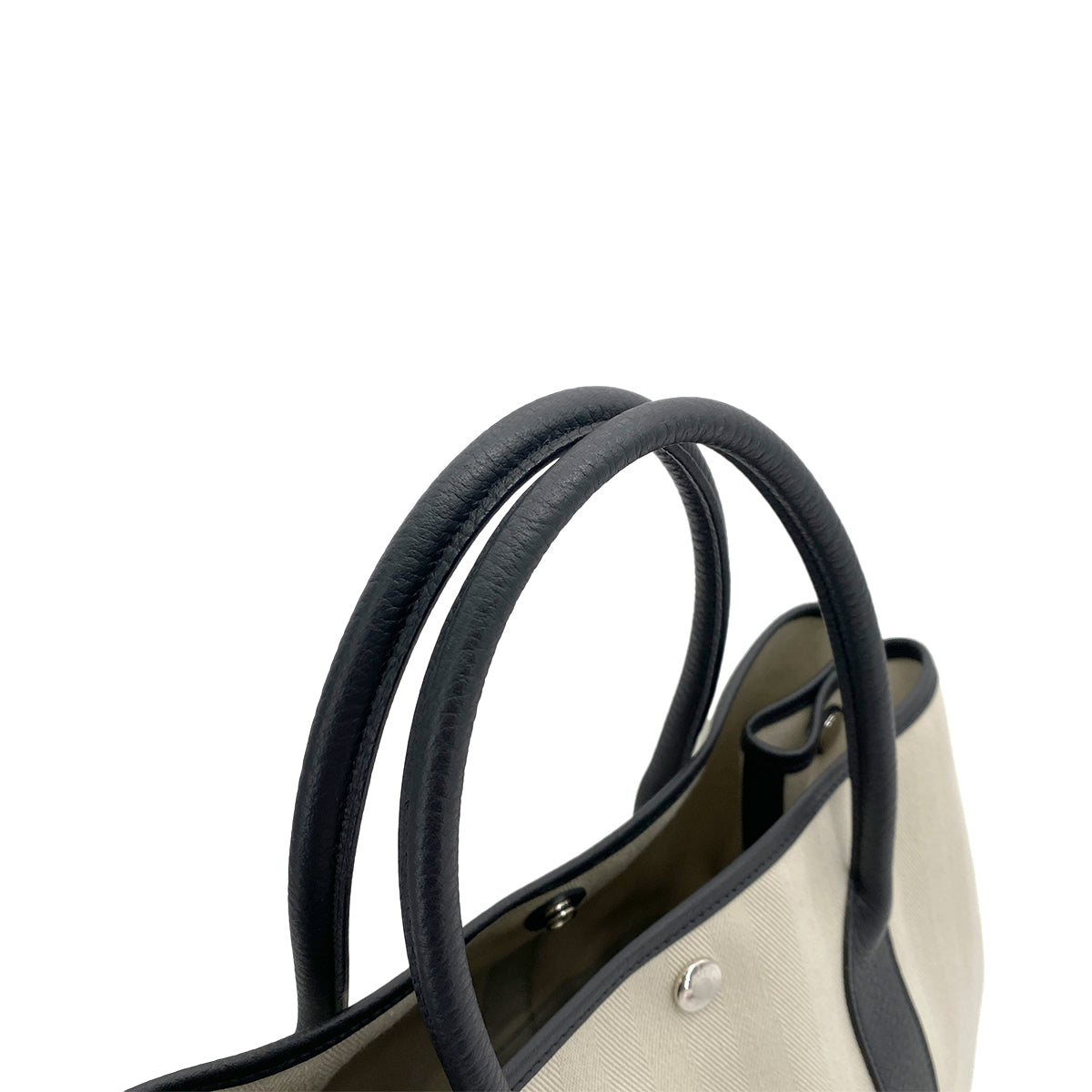 HERMES GARDEN PARTY 36 PM BLACK TOILE CHEVRON TOTE BAG T 90255932