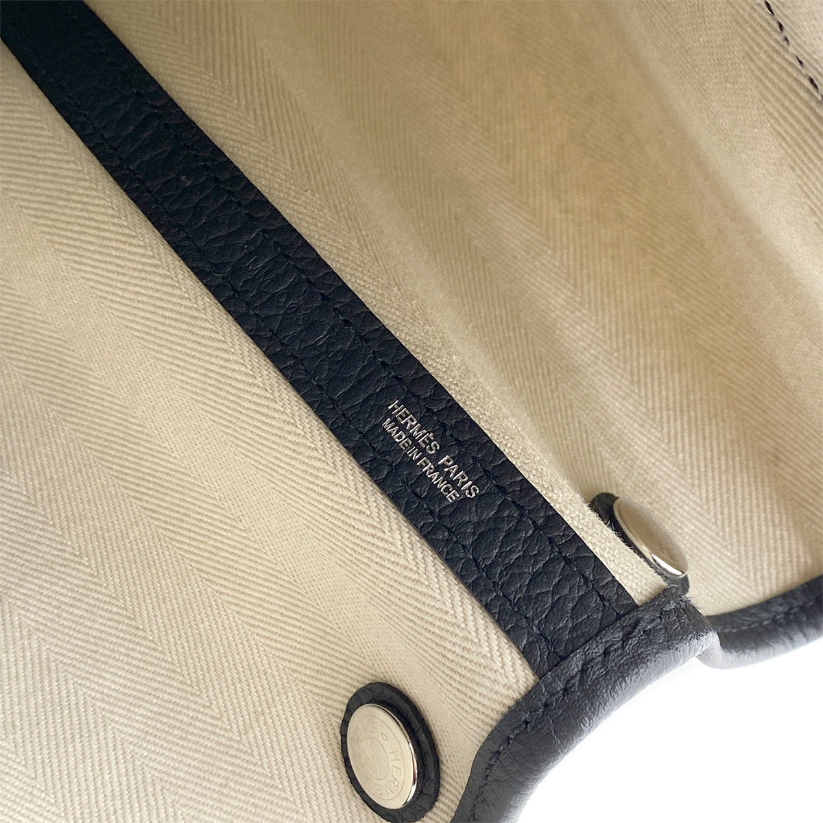 HERMES GARDEN PARTY 36 PM BLACK TOILE CHEVRON TOTE BAG T 90255932