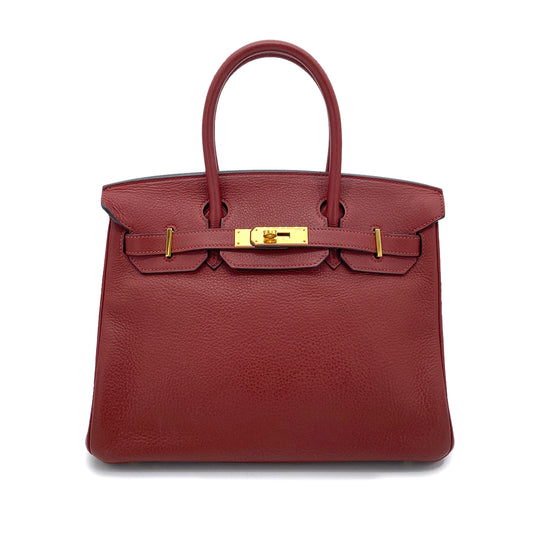 HERMES BIRKIN 30 RUBY TAURILLON CLEMENCE HAND BAG □J GHW 90255934
