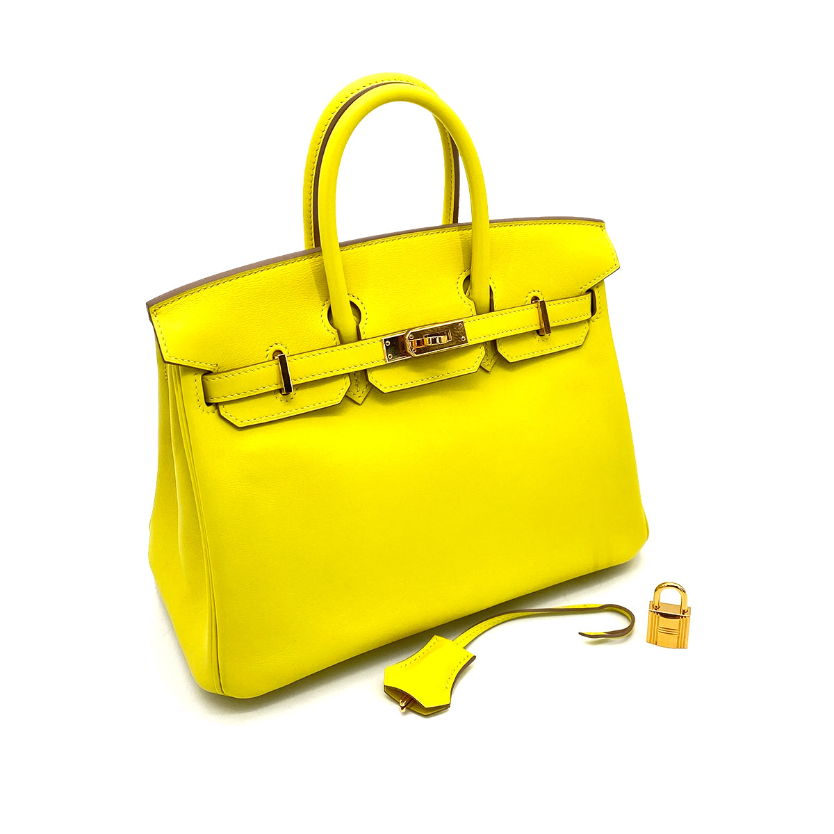 HERMES BIRKIN 25 LIME SWIFT HAND BAG D SHW 90255948