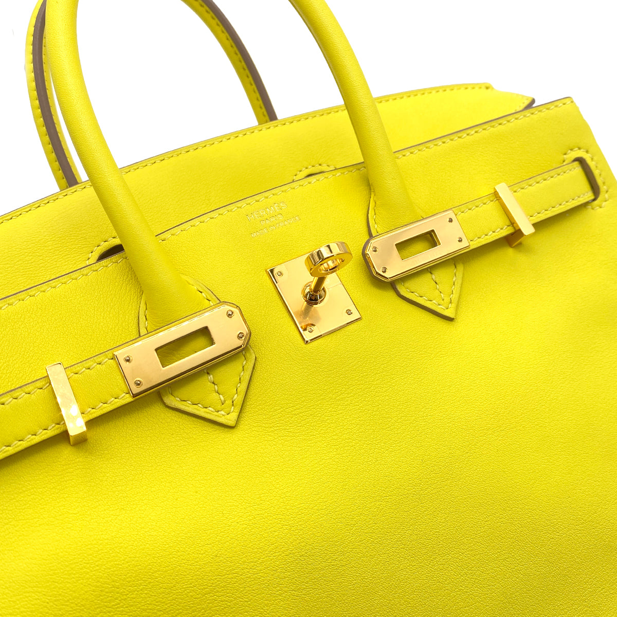 HERMES BIRKIN 25 LIME SWIFT HAND BAG D SHW 90255948