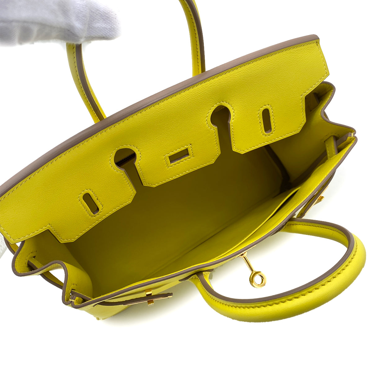 HERMES BIRKIN 25 LIME SWIFT HAND BAG D SHW 90255948