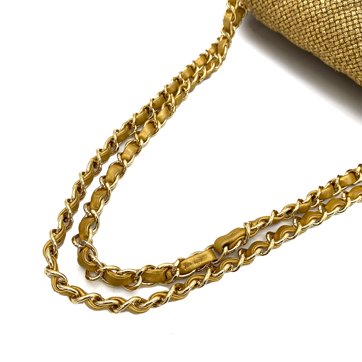 CHANEL VINTAGE CLASSIC FLAP MEDIUM CHAIN SHOULDER BAG TWEED GOLD 90255951