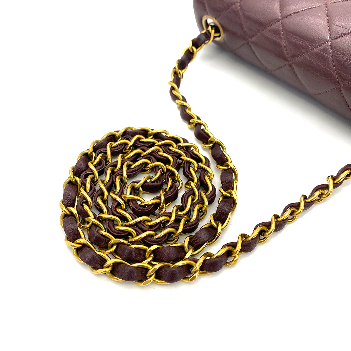 CHANEL VINTAGE MINI SQUARE 17 CHAIN SHOULDER BAG BORDEAUX LAMB SKIN 90255954