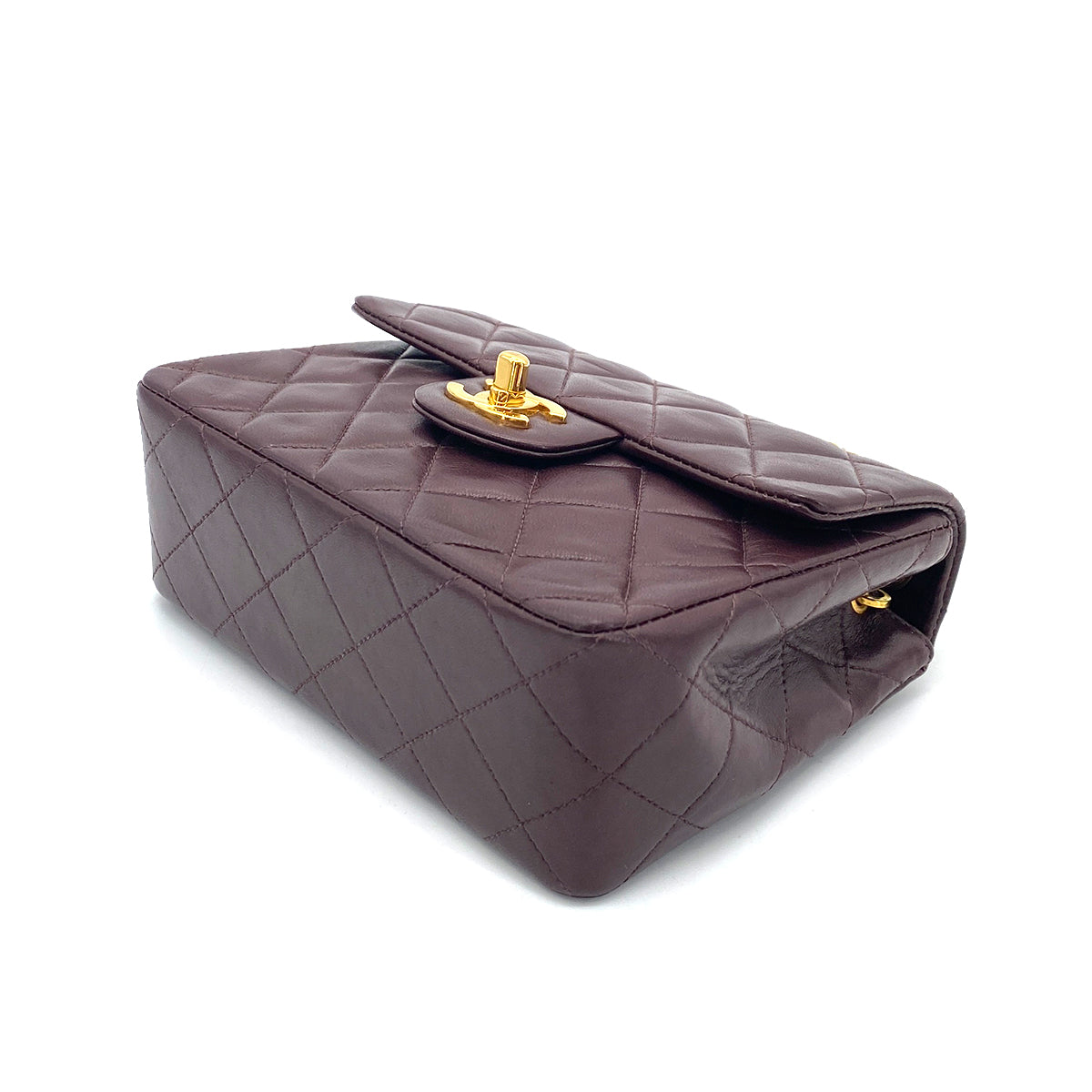 CHANEL VINTAGE MINI SQUARE 17 CHAIN SHOULDER BAG BORDEAUX LAMB SKIN 90255954