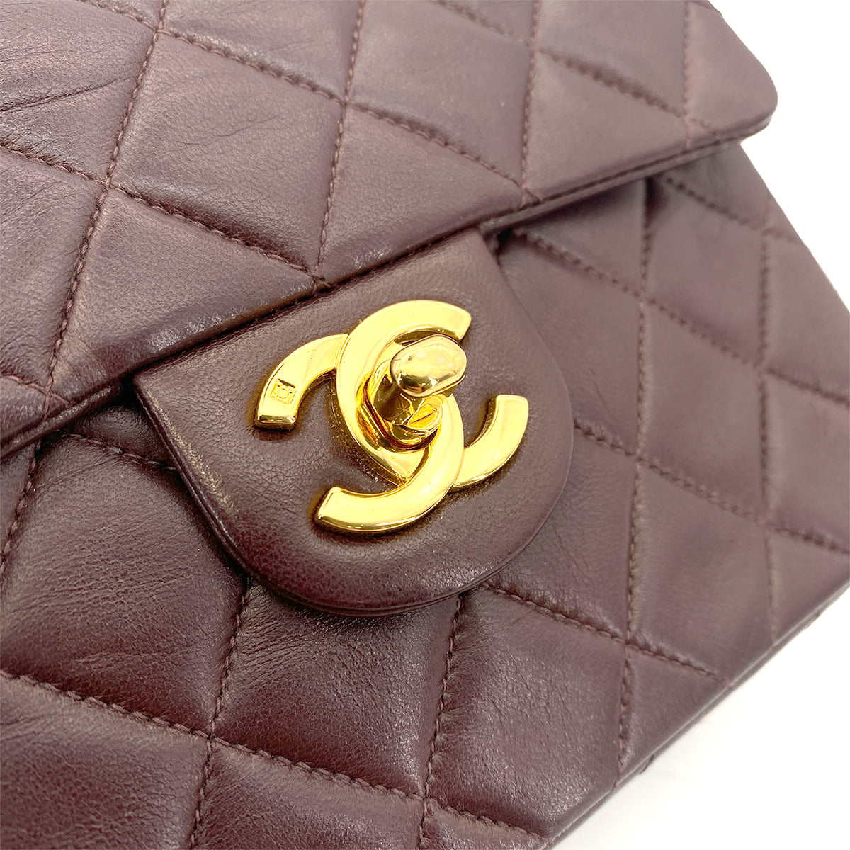 CHANEL VINTAGE MINI SQUARE 17 CHAIN SHOULDER BAG BORDEAUX LAMB SKIN 90255954