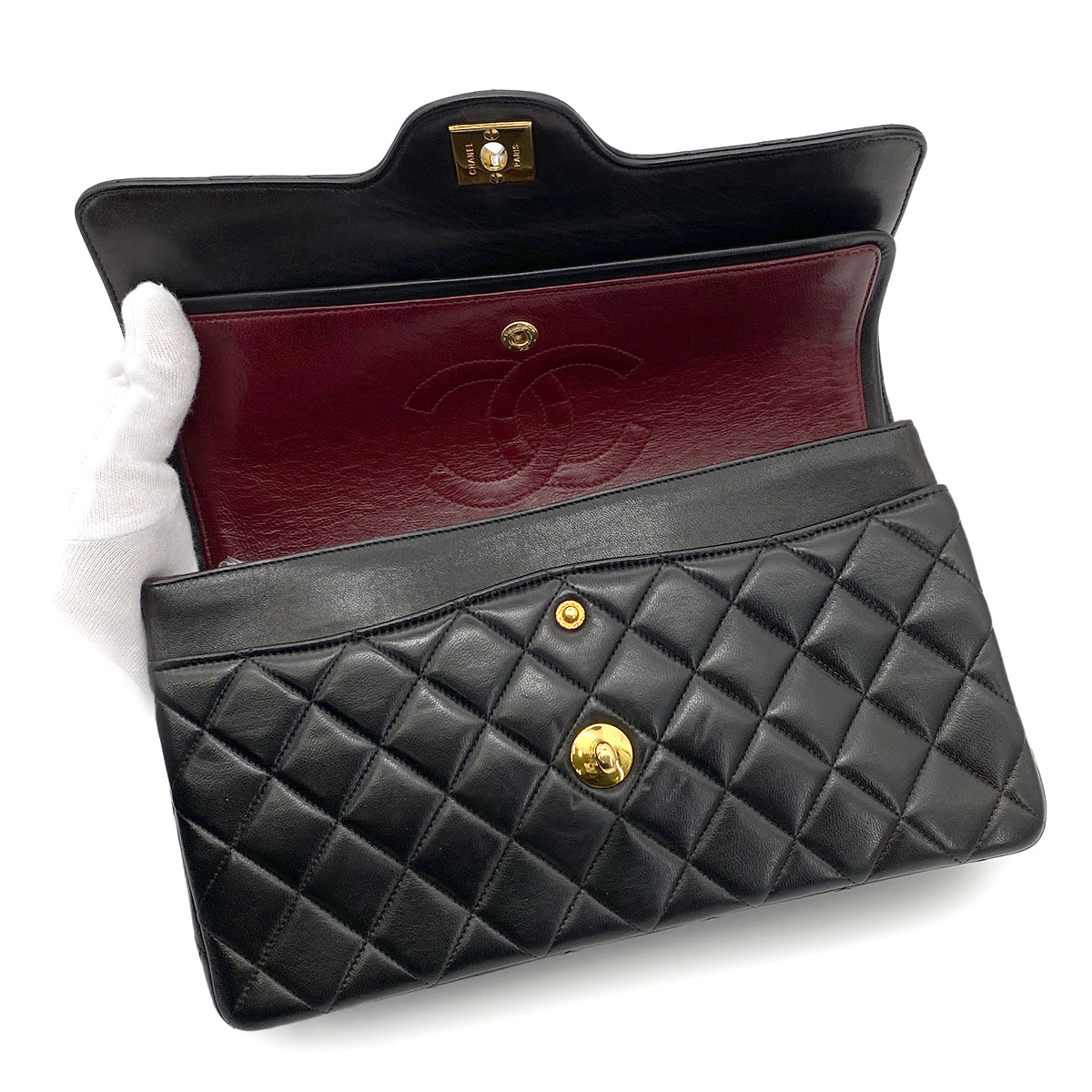 CHANEL VINTAGE PARIS LIMITED MATELASSE CHAIN SHOULDER BAG BLACK LAMB SKIN 90255955