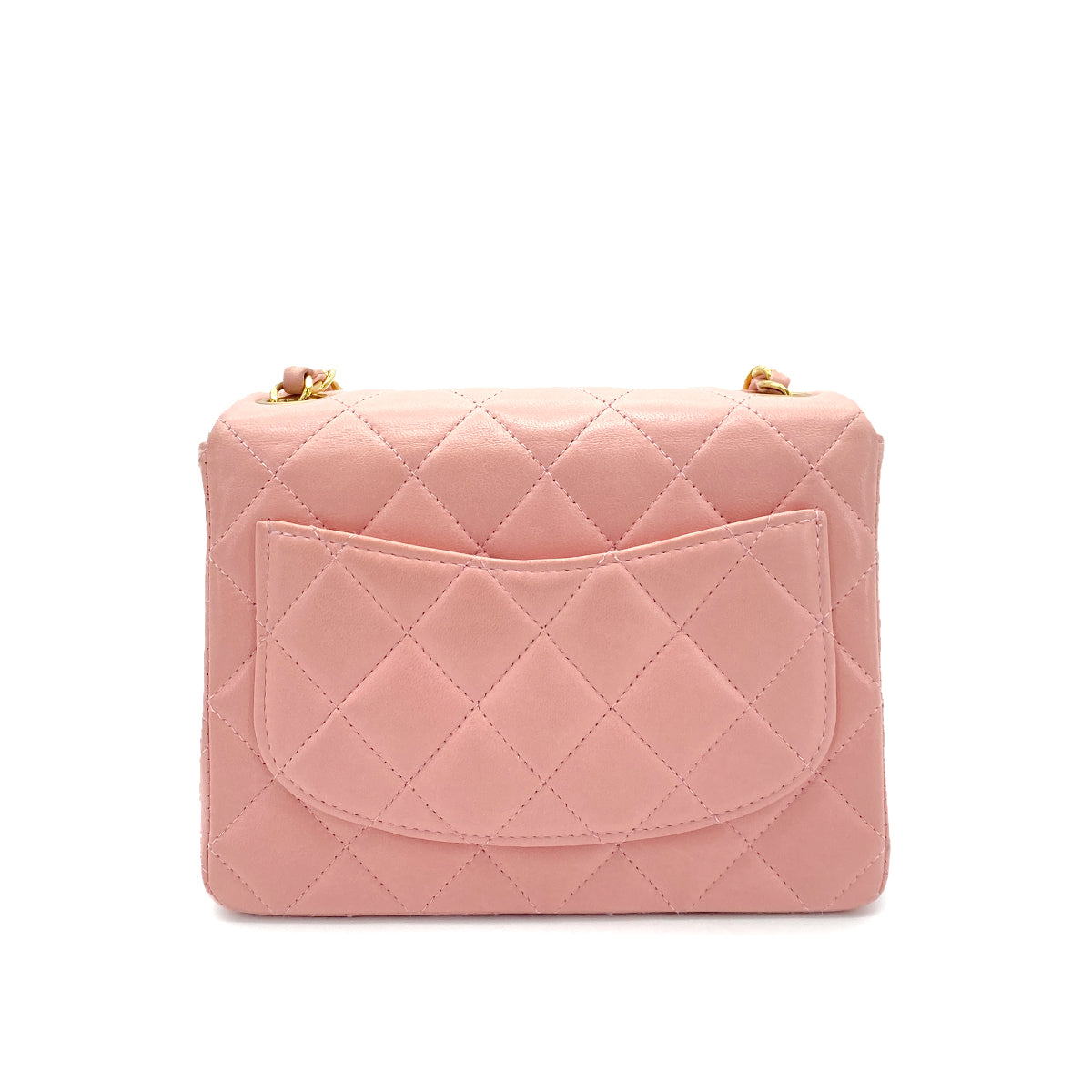 CHANEL VINTAGE MINI SQUARE 17 CHAIN SHOULDER BAG SAKURA PINK LAMB SKIN 90255963
