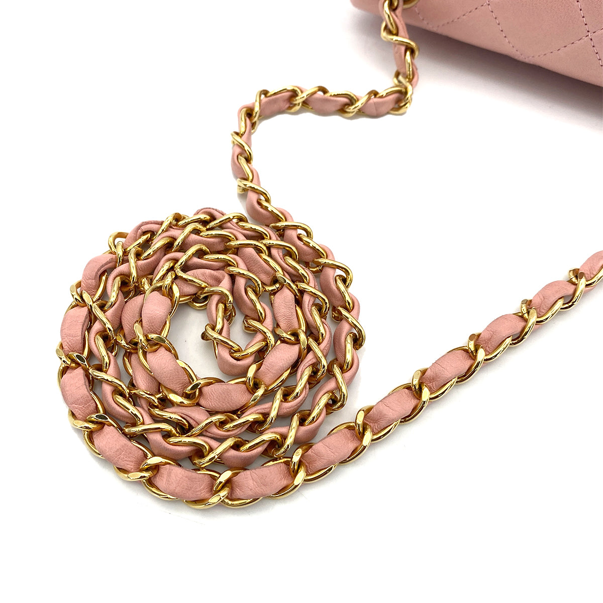 CHANEL VINTAGE MINI SQUARE 17 CHAIN SHOULDER BAG SAKURA PINK LAMB SKIN 90255963