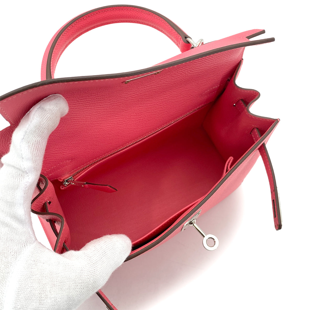 HERMES KELLY 25  SELLIER ROSE AZALEE EPSOM HAND SHOULDER BAG SHW B 90256404