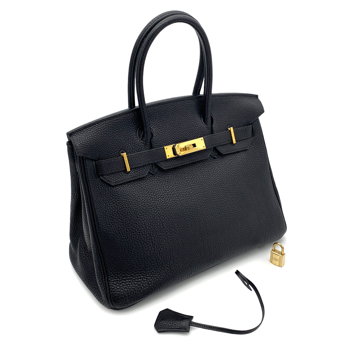 HERMES BIRKIN 30 BLACK TOGO HAND BAG □F GHW90256408
