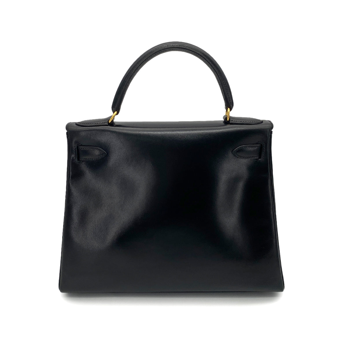 HERMES KELLY 28 RETOURNE BLACK BOXCALF HAND SHOULDER BAG 〇X GHW 90256414